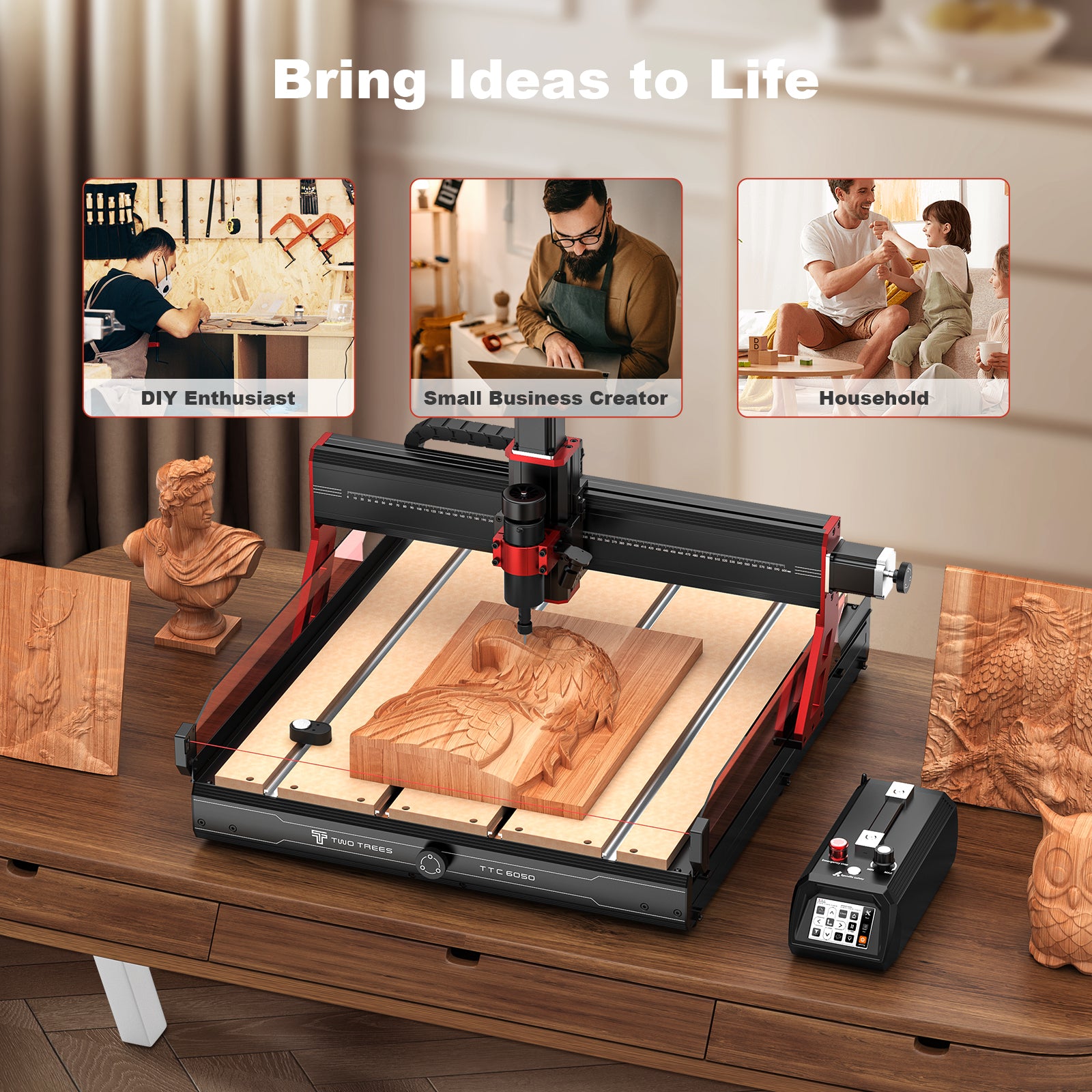coco 2点 Twotrees TTC6050 CNC Router Machine + 800W Spindle + 4th Axis